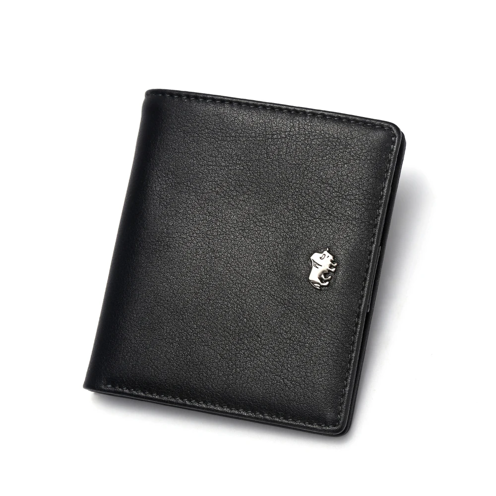 black Бренд BISON DENIM, представляет мужской модный кошелек Для мужчин из натуральной кожи кошелек с функцией блокировки RFID мини кошелек мужской держатель для карт небольшой кошелек на молнии W9317 - Цвет: black