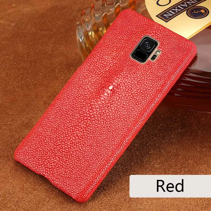 Чехол из натуральной кожи с натуральным жемчугом для samsung note 10 A70 S9 S8 note 10 pro S7Edge J7 S10 plus galaxy A50 защитный чехол - Цвет: Красный