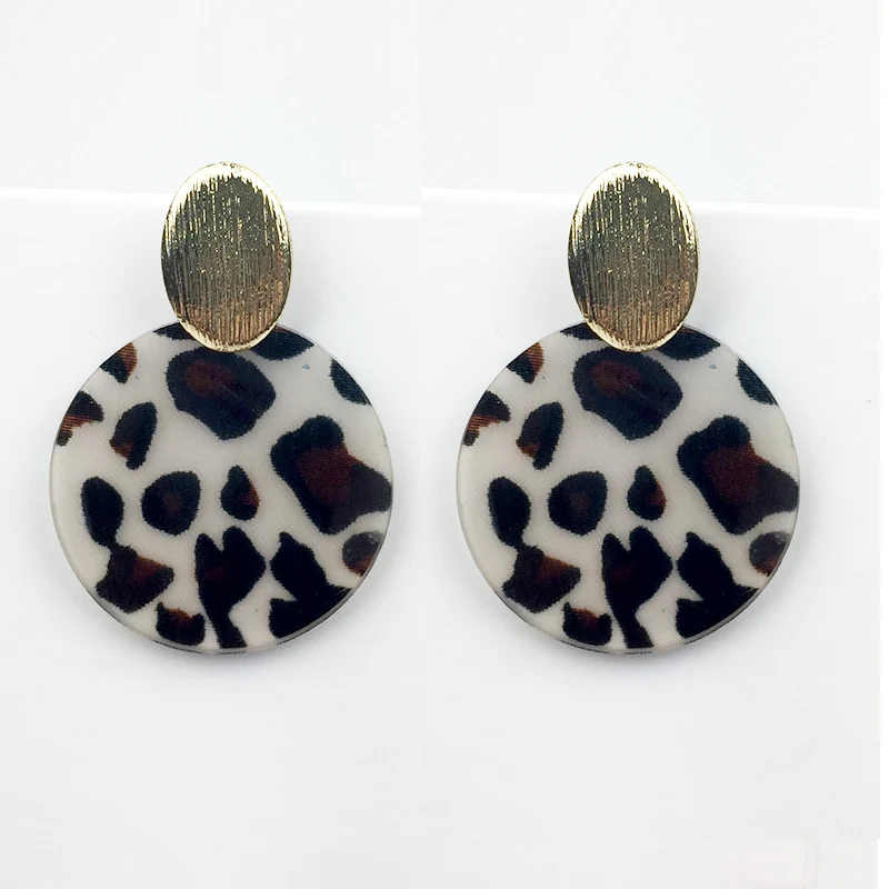 Korean Acrylic Round Leopard Earrings Transparent Punk Panther Earring For Women oorbellen pendientes mujer moda 2020 kolczyki | Украшения