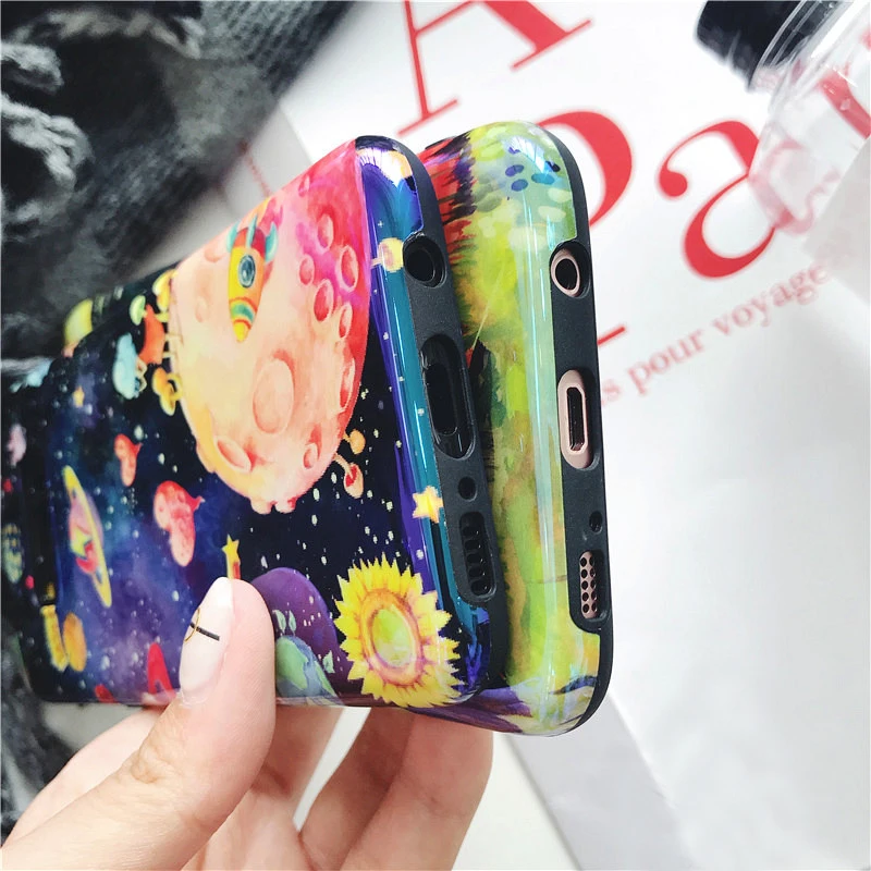 YHBBCASES Blu Ray чехол для Samsung Galaxy S10 Plus S8 S9 Чехлы мультфильм звездное небо космическое
