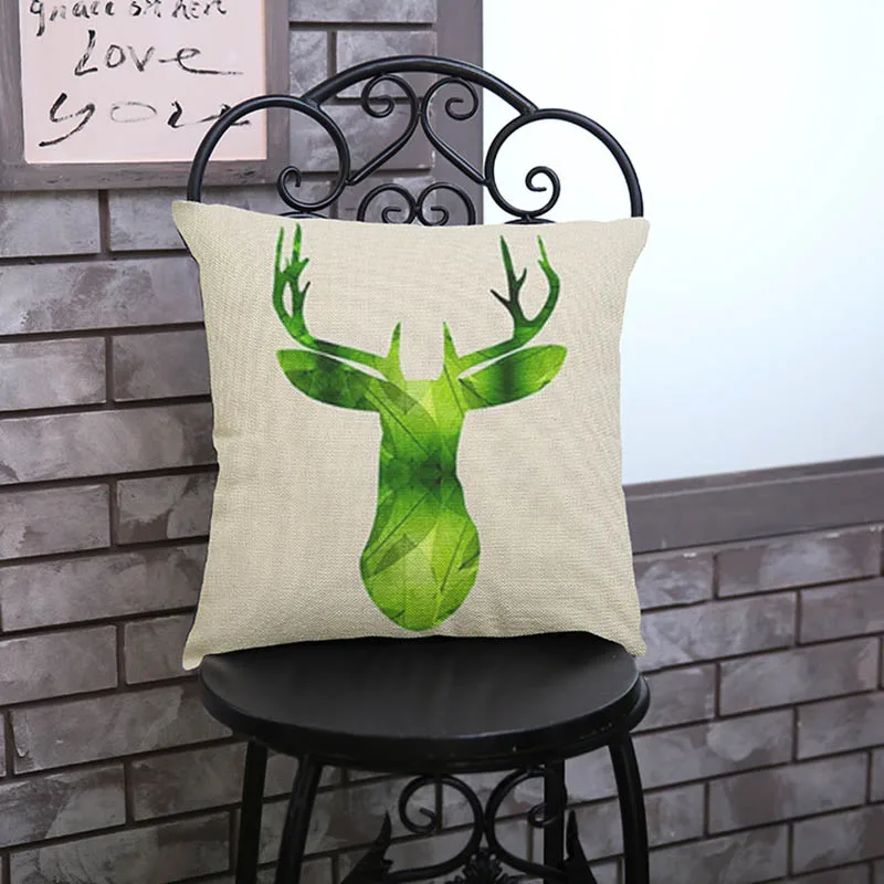 Оригинальный цветной Чехол Подушка с изображением головы оленя и отпечатка