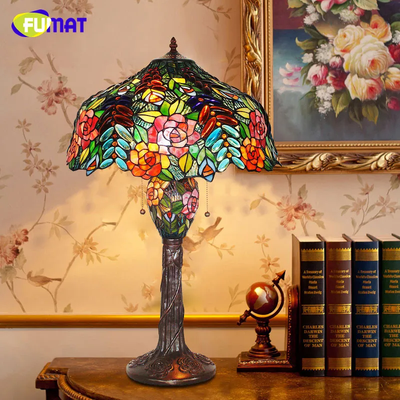 Витражная настольная лампа FUMAT креативный стеклянный светильник с розовым