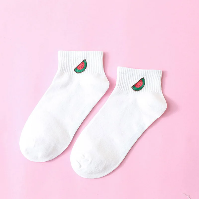 short watermelon Харадзюку банан печати забавные носки для женщин милый мультфильм медведь носки скейтбордиста мягкие хлопковые повседневные Девушки уличная фрукты носки - Цвет: short watermelon