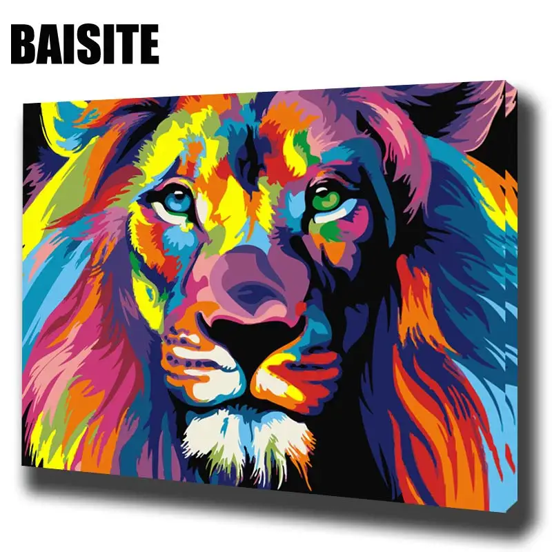Картина маслом по номерам BAISITE DIY в рамке на холсте с животными для гостиной