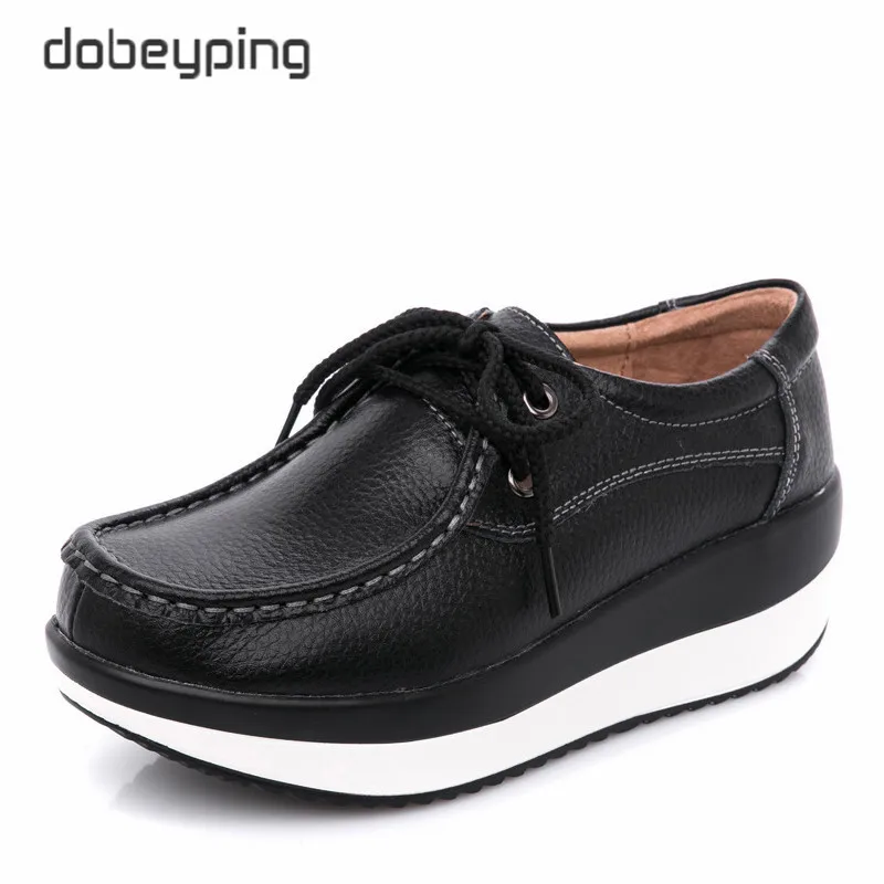 Туфли dobeyping женские из натуральной кожи Мокасины обувь на плоской платформе