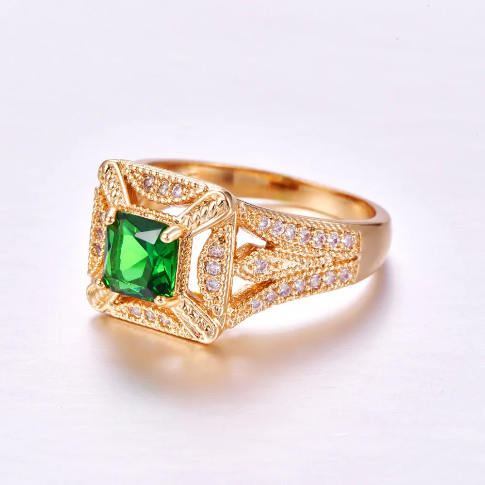 Lingmei Новое поступление GoldRing полный размер таинственный и зеленый кубический