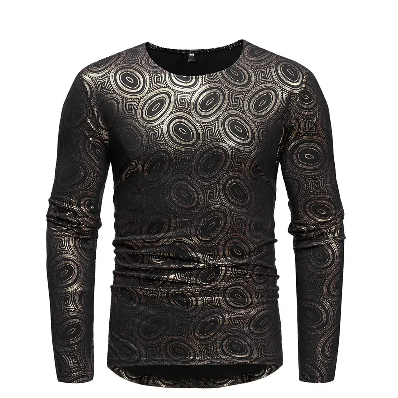 Золотая бронзовая футболка с длинным рукавом для мужчин 2020 Осенняя Новая