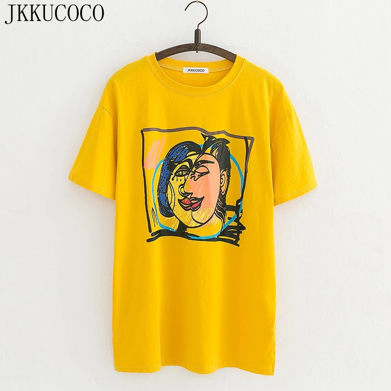 Винтажная Футболка JKKUCOCO с изображением лица для мальчиков и девочек хлопковая