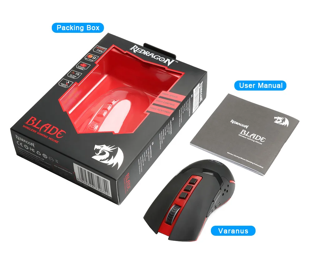 Беспроводная игровая мышь Redragon Blade M692 USB 4800 dpi, 9 Кнопок, программируемая эргономичная мышь для геймеров overwatch, ПК, компьютера