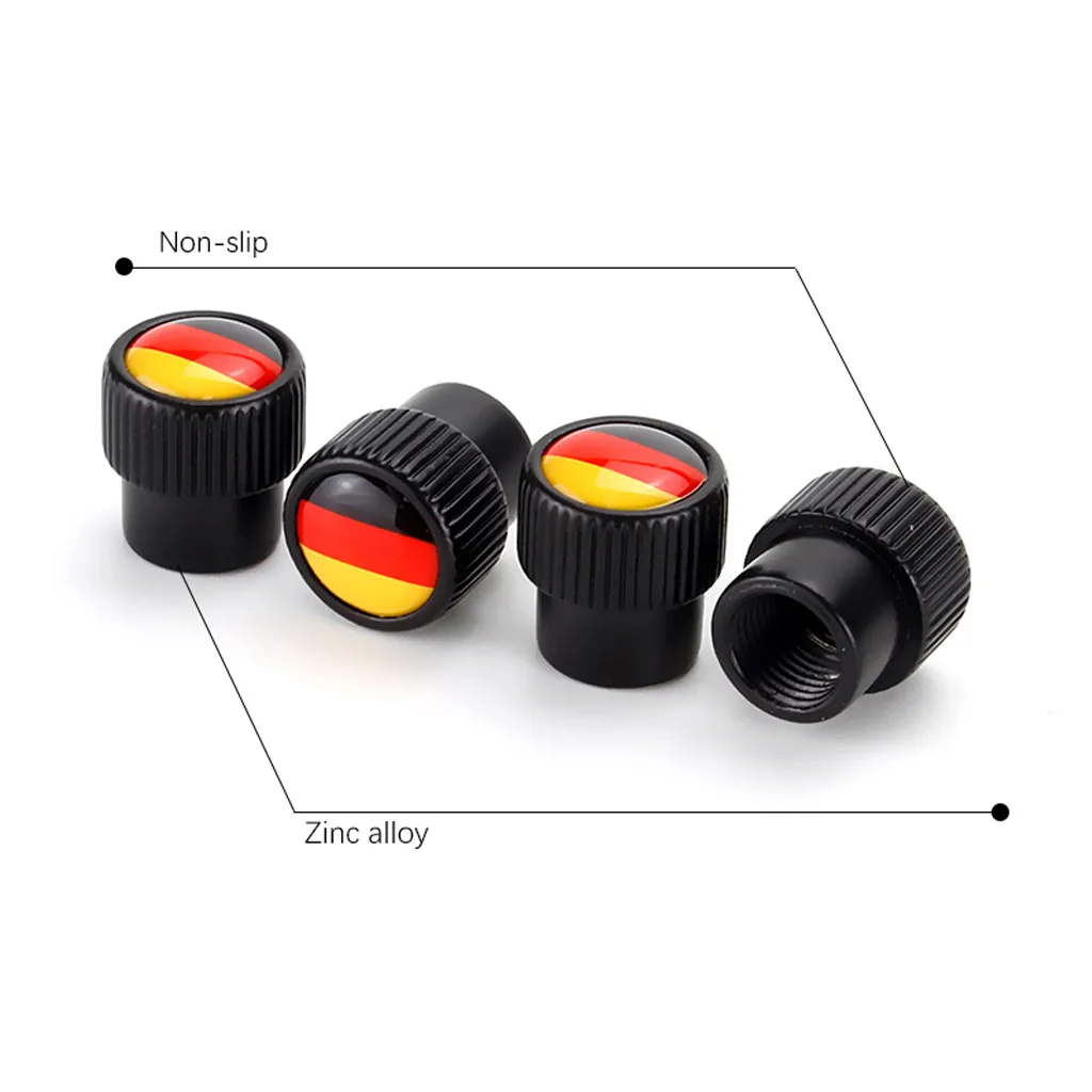 WUPP Nuts &amp Bolts 2019 NEW hot sale 4 Pcs German flag Alloy Black Enamel Auto Wheel Tire Valve protectors diy high quality 9617 |