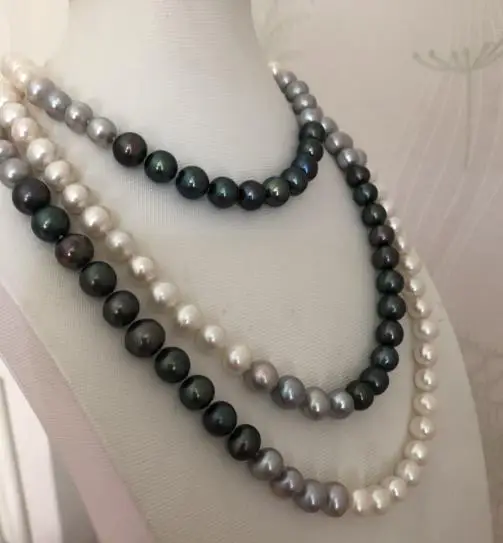 Элегантное ожерелье с круглым жемчугом цвет морской волны 8 11 мм 48 дюймов