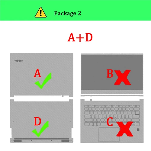 Package-2 A D Наклейка на ноутбук s Для lenovo Yoga 2 3 4 5 6 7 Pro Yoga 900 910 920-13 C930-13IKB 900s-12ISK наклейка на кожу для Yoga Book YB1-X91F - Цвет: Package-2 A D