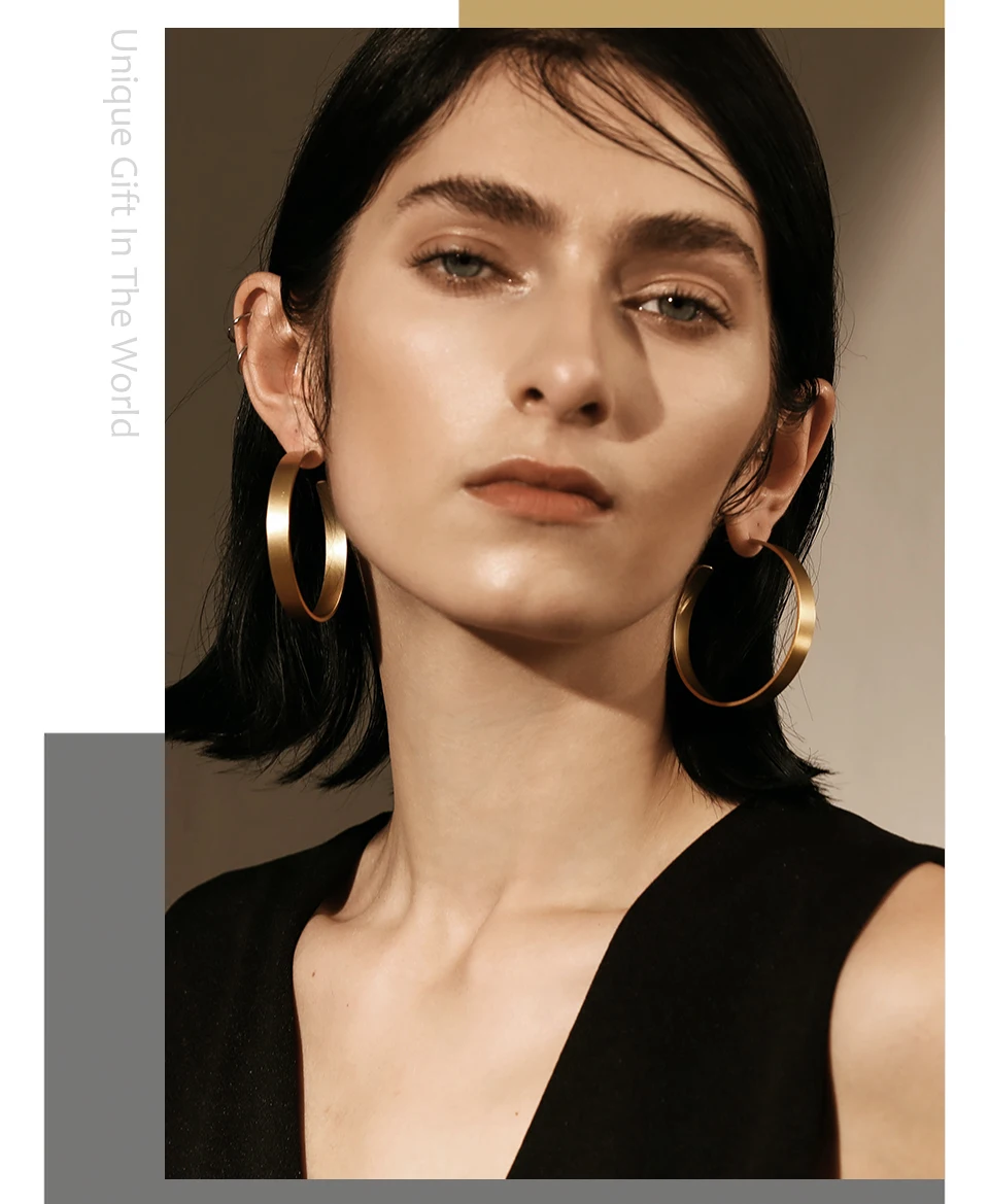 Enfashion винтажные большие серьги-кольца матовые серьги золотистого цвета из нержавеющей стали круглые серьги для женщин ювелирные изделия 171026
