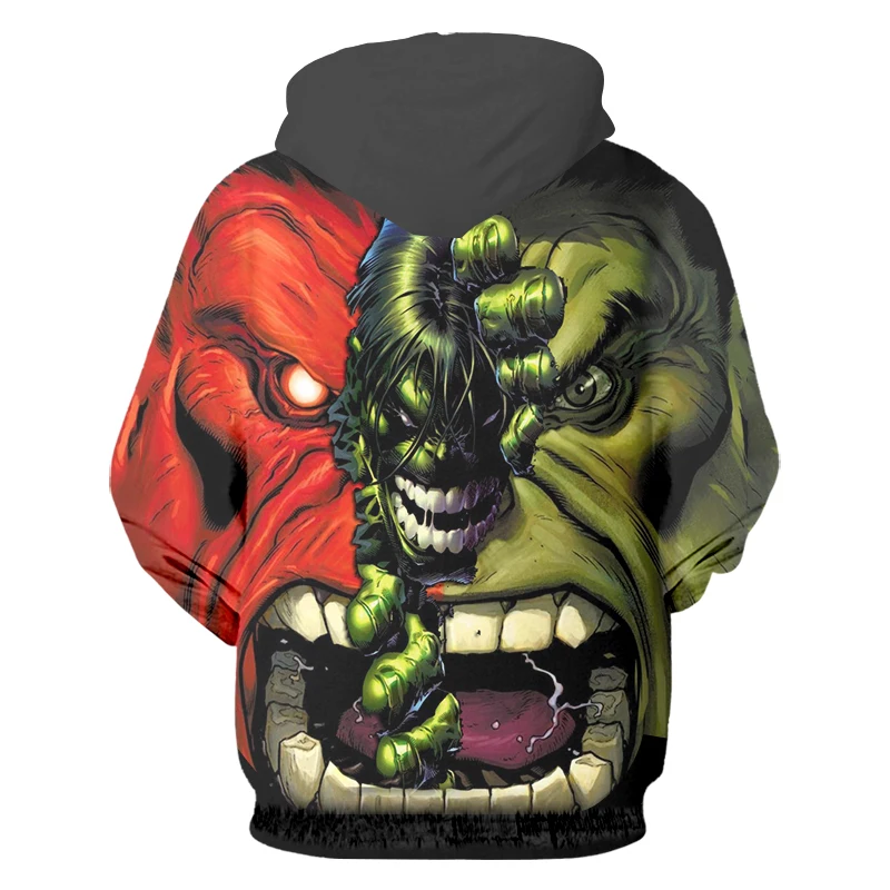 

UJWI Sublimation 3D Custom Streetwear Red And Green Monster Zipper Hoodie Mens Hip Hop Clothing Wholesale