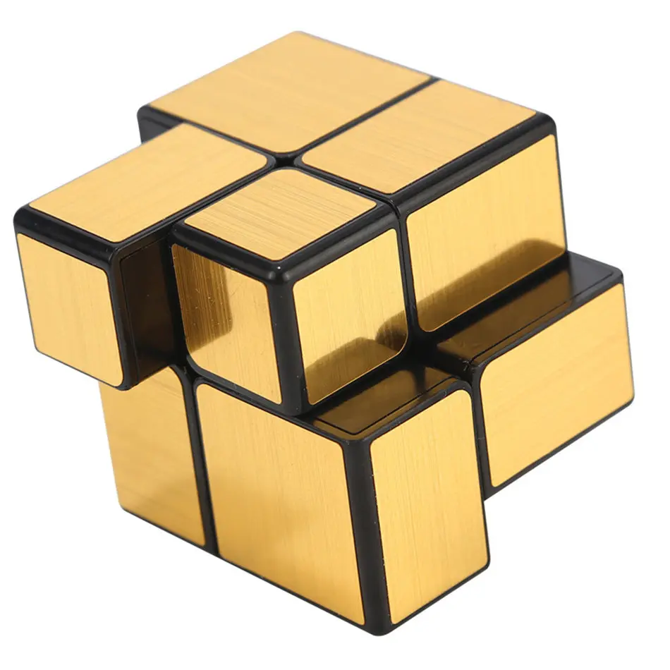 

QiYi 2x2 Cube Mirror 2x2x2 Magic Cube 2 Layers Gold and Silver Sticker Speed Cube Professional Puzzle Toy For Children Kids Gift