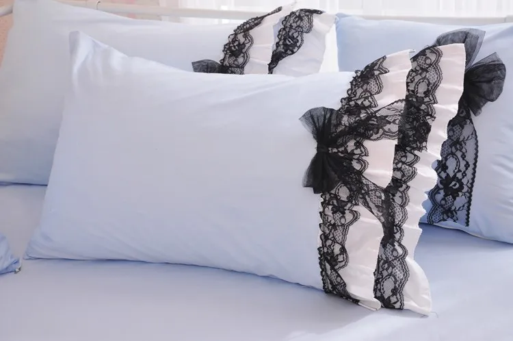 Элегантный кружевной пододеяльник Королевский размер 4 шт. синее покрывало юбка