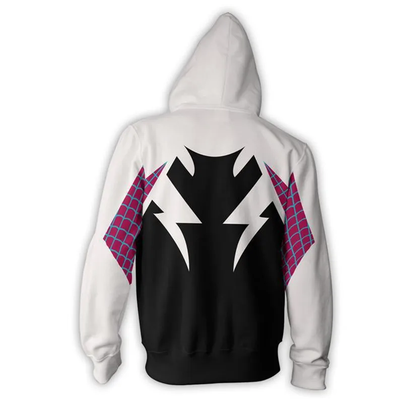Spider Gwen Spider Косплей-костюмы с капюшоном 3D куртка на молнии пальто Верхняя одежда Толстовка для мужчин женщин друзей девочек с капюшоном