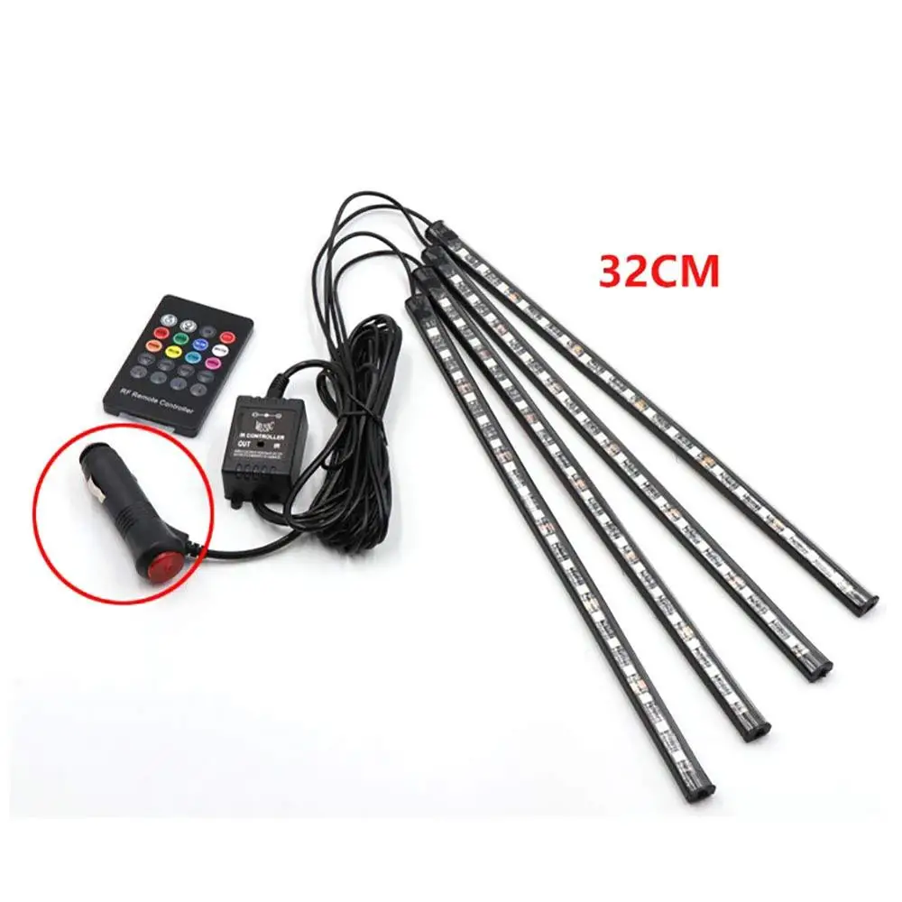 18LED Voice Control 4 шт автомобилей RGB Светодиодные ленты 5050 светло светодиодный свет 8 цветов стайлинга автомобилей декоративная лампа салона стопы света с дистанционным - Испускаемый цвет: 18LED Voice Control