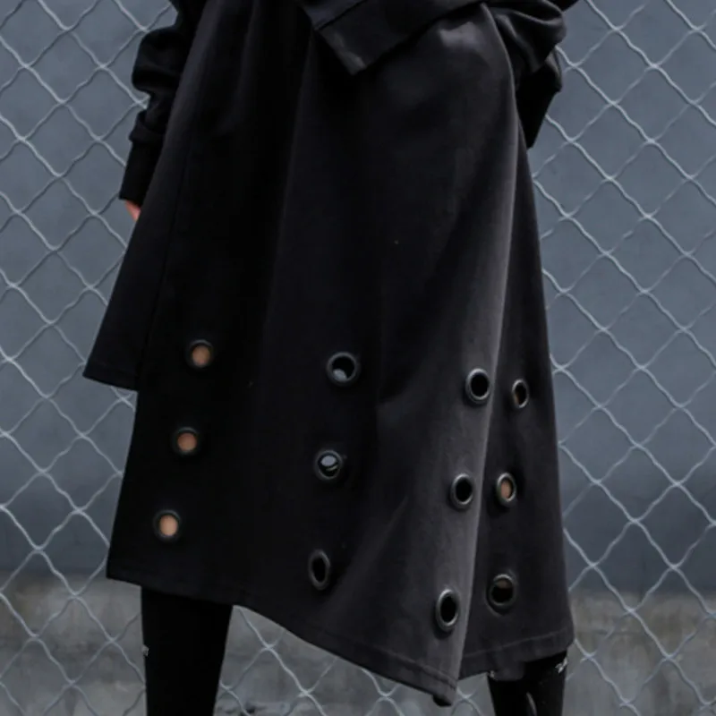 Женская ассиметричная юбка LANMREM черная Весенняя на шнурке 2019 | одежда