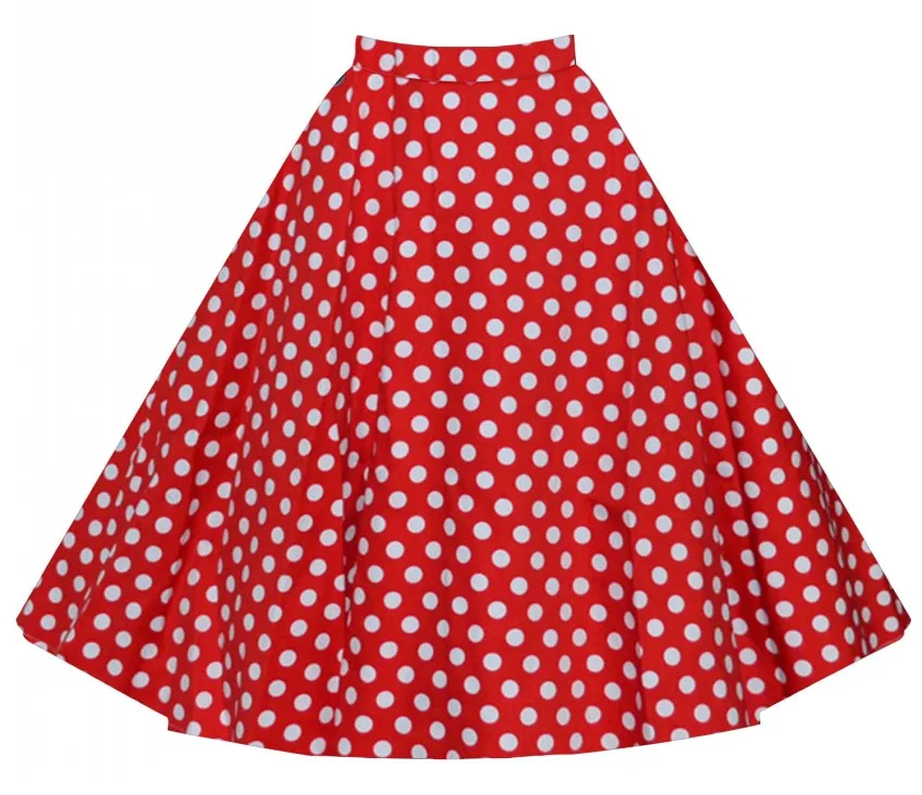 50s Vintage Woman Retro Red Rose Flower Bouquet Floral Print High Waist Midi Skirts Knee-Length Long Saia Feminina Ladies Skirt - Цвет: Picture color