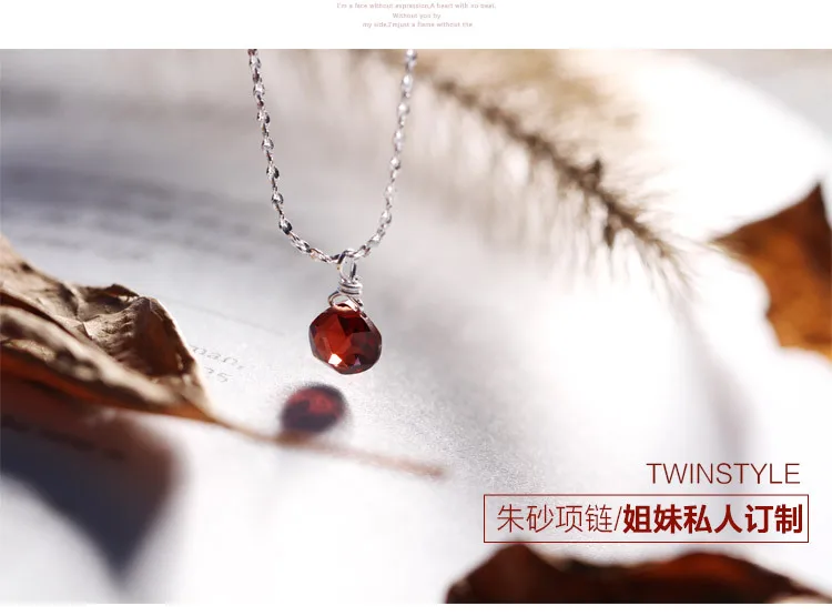 Серебро 925 пробы, подвеска в виде капли воды из граната, красное ожерелье, простая короткая цепочка из натурального полудрагоценного камня, подарок для влюбленных женщин