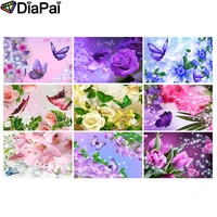 diapai 5d diy diamond painting 100 full squareround drill flower butterfly 3d embroidery cross stitch home decor