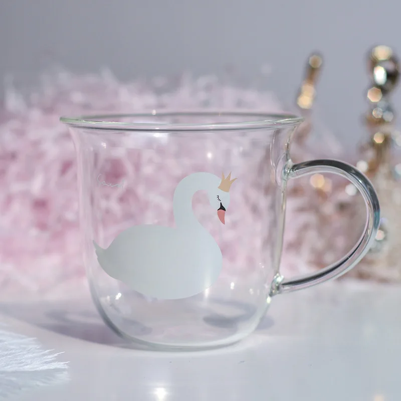 Японская Весенняя серия Fine Zakka Tuuli чашка из молочного стекла с короной и лебедем