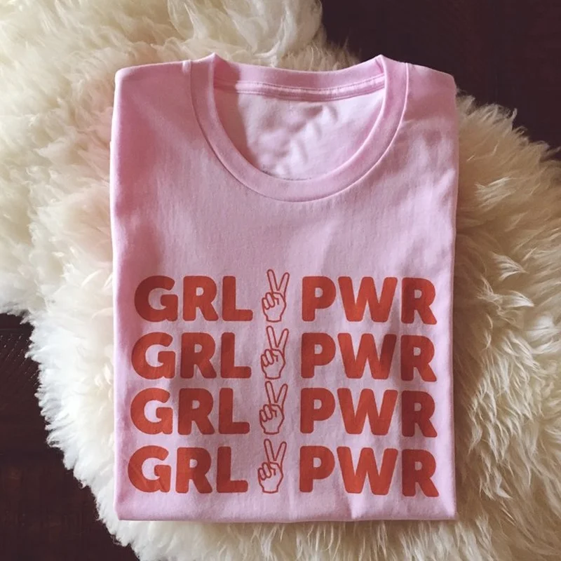 Женская футболка с Феминистская модная из хлопка в стиле Харадзюку Grl Pwr | одежда