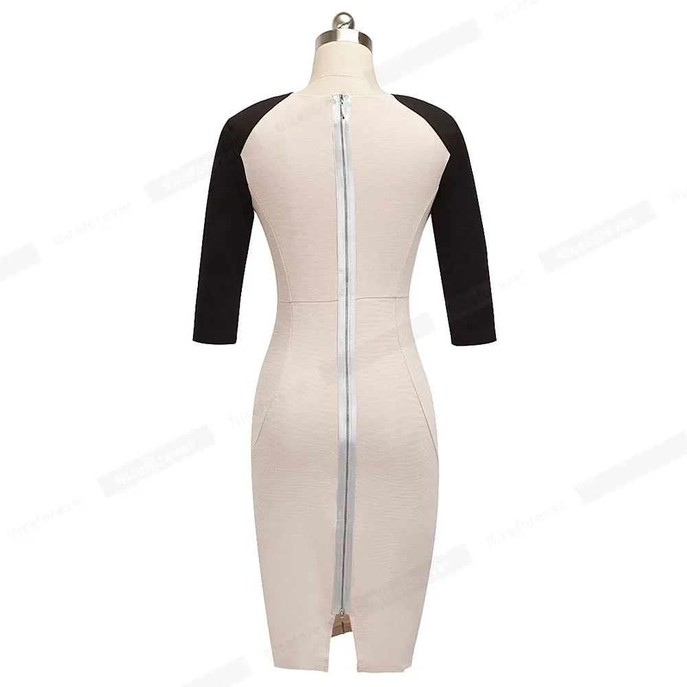 Women Casual Sheath Patchwork Bodycon Pencil Work Business Office Dress 1H280 | Женская одежда