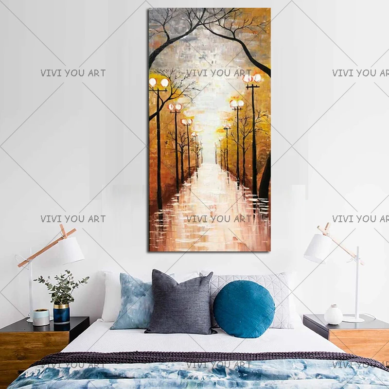 Абстрактный 100% ручной работы современный нож парк деревьев уличный пейзаж