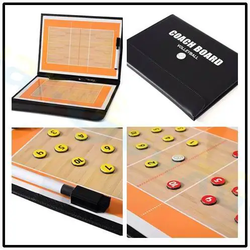 

1pcs volleyball Coach Match Training Tactical Plate Coaching Board Kits Magnetic Chess Pieces Foldable Coach Board PU Cover