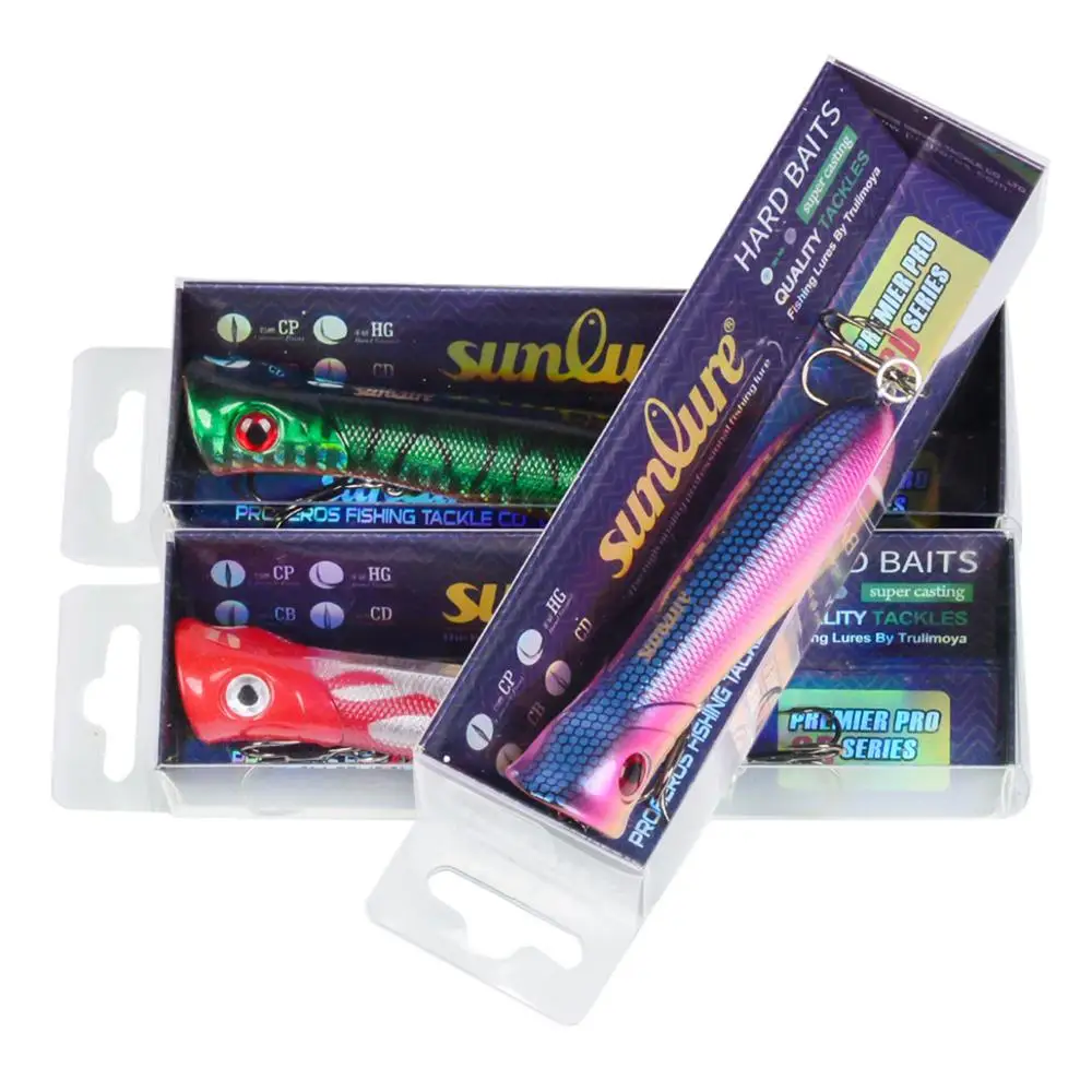 Пластиковая бионическая приманка-Поппер в коробке 8 цветов 5 см 11 г 3D глаза