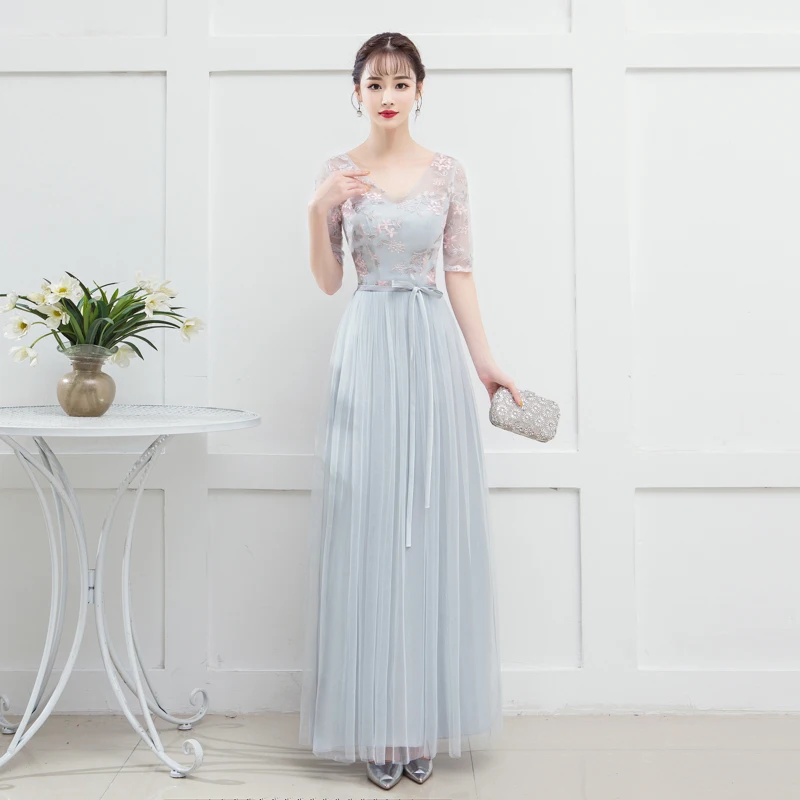 Сине серое Новое дизайнерское Сексуальное Милое Длинное Платье милое