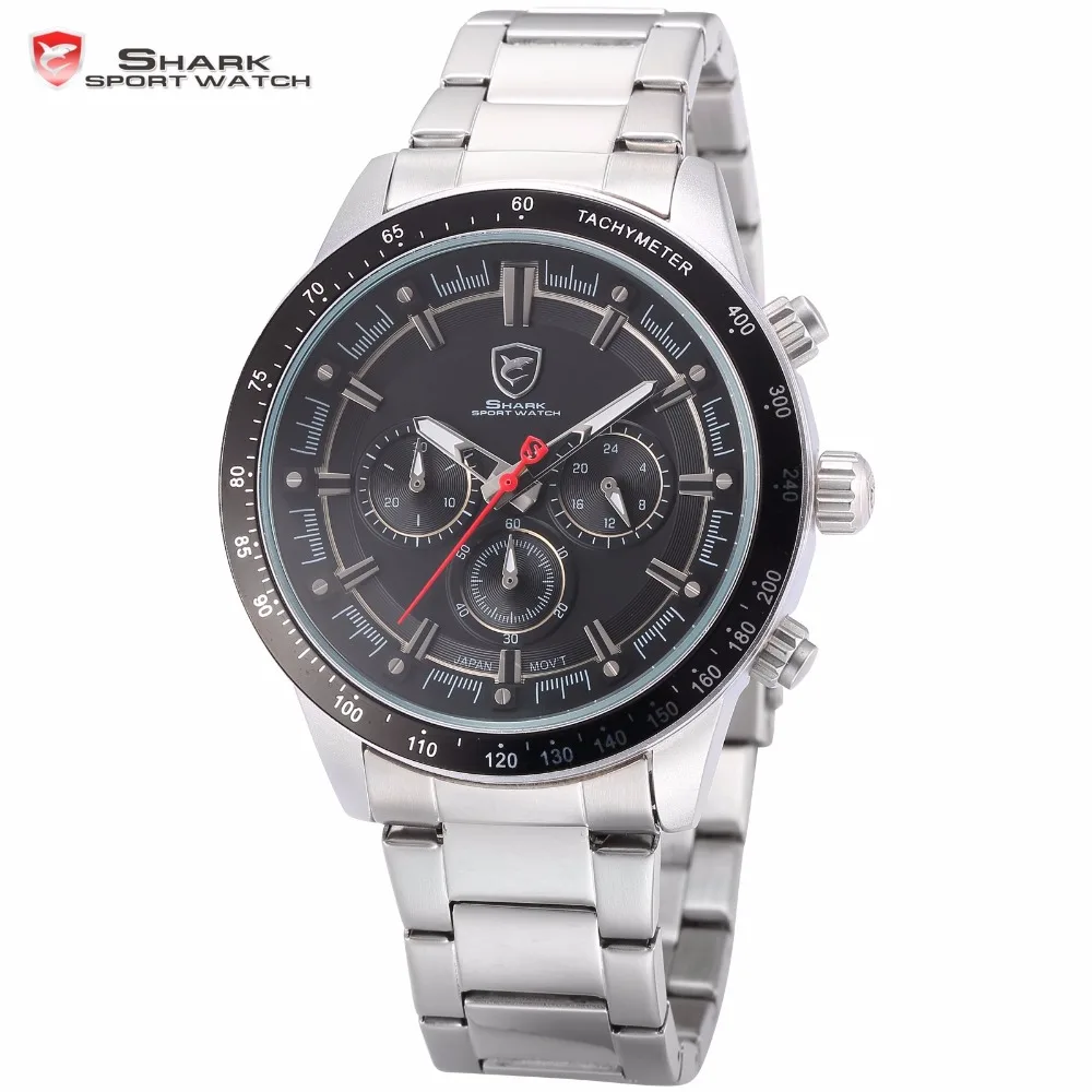 Поколение Медсестра АКУЛА Спортивные Часы Черный Циферблат 6 Руки Хронограф