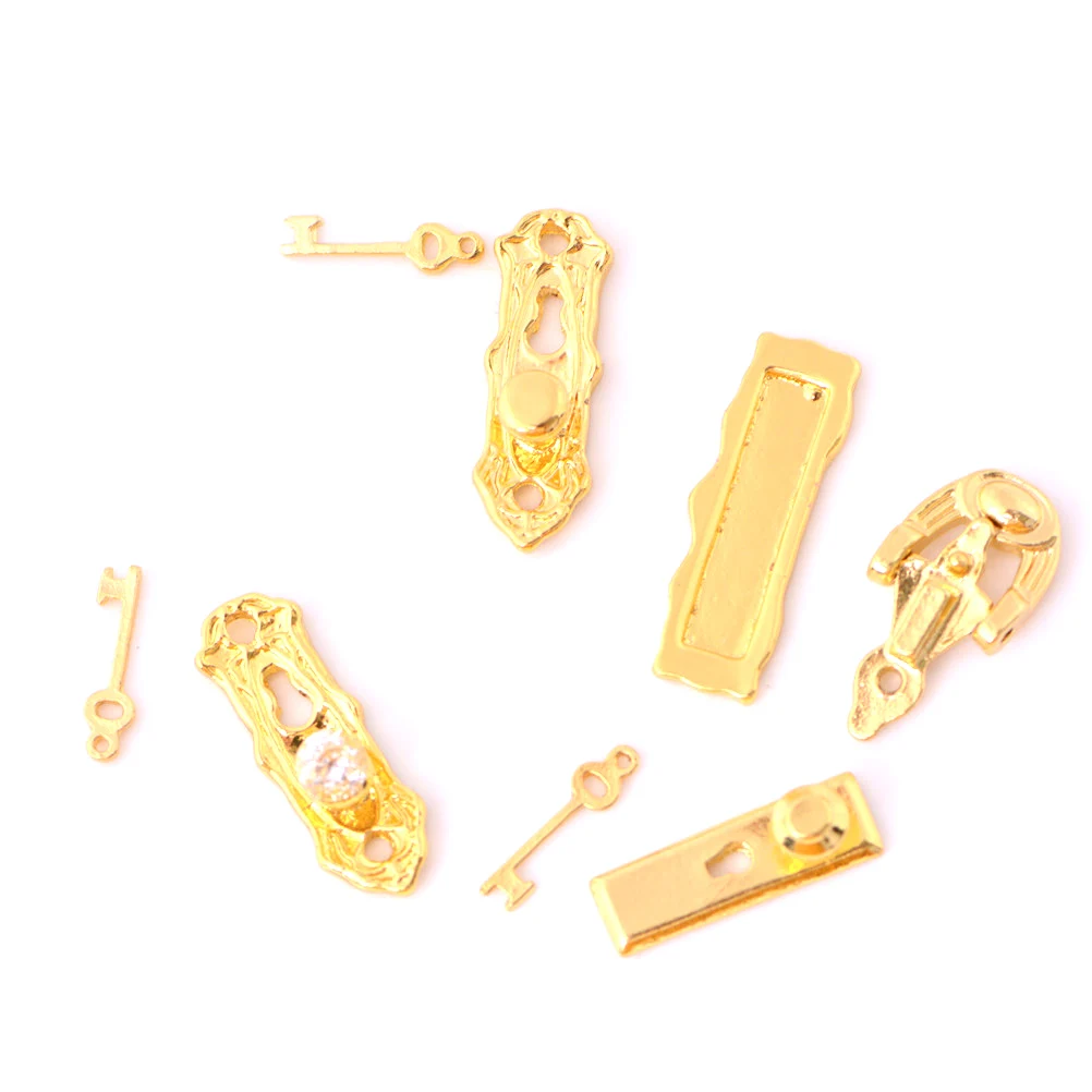 1 комплект миниатюрный Золотой металлический дверной замок фурнитура дверная