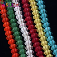 olingart green loose stone 811mm mixed multicolor pumpkin bead accessories for earrings bracelet necklace diy jewelry making