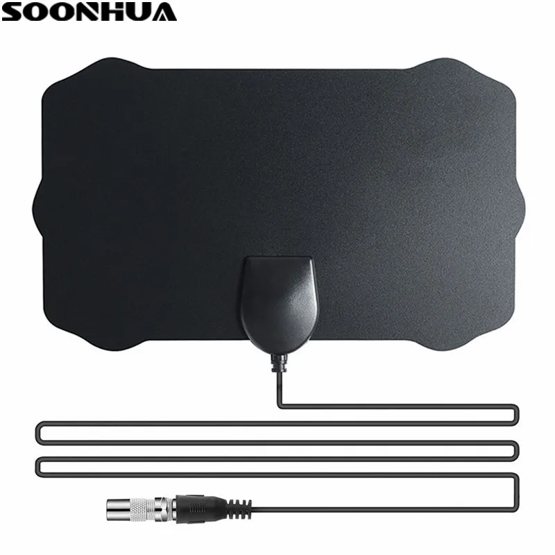 SOONHUA плоский дизайн 50 милей диапазон Крытый HD ТВ Антенна 20 дБи с высоким коэффициентом усиления сигнала цифровой HDTV антенна Wtih 3,7 м коаксиальный кабель