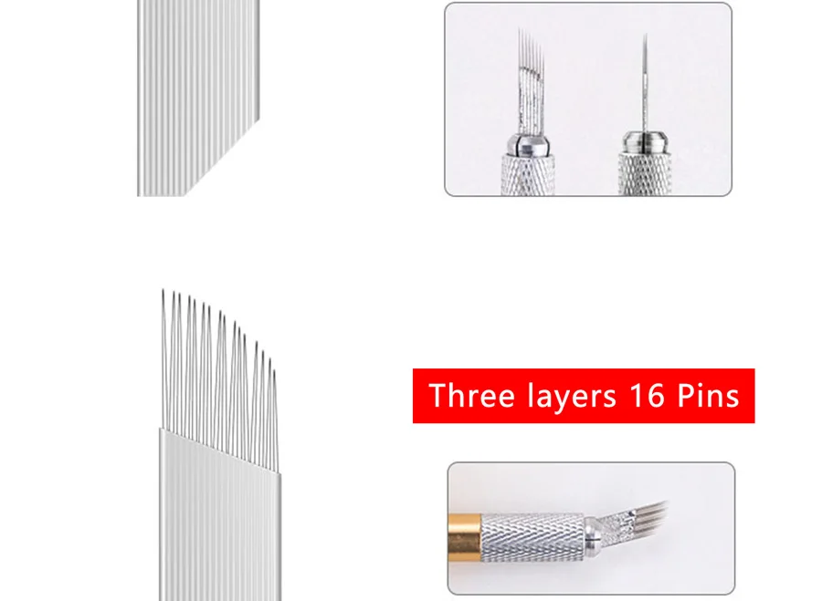 50 шт. изогнутые 15Pin& 16Pin& 17Pin вышивка конические иглы Лезвия для перманентного макияжа бровей и губ микроблейдинг tebori blade