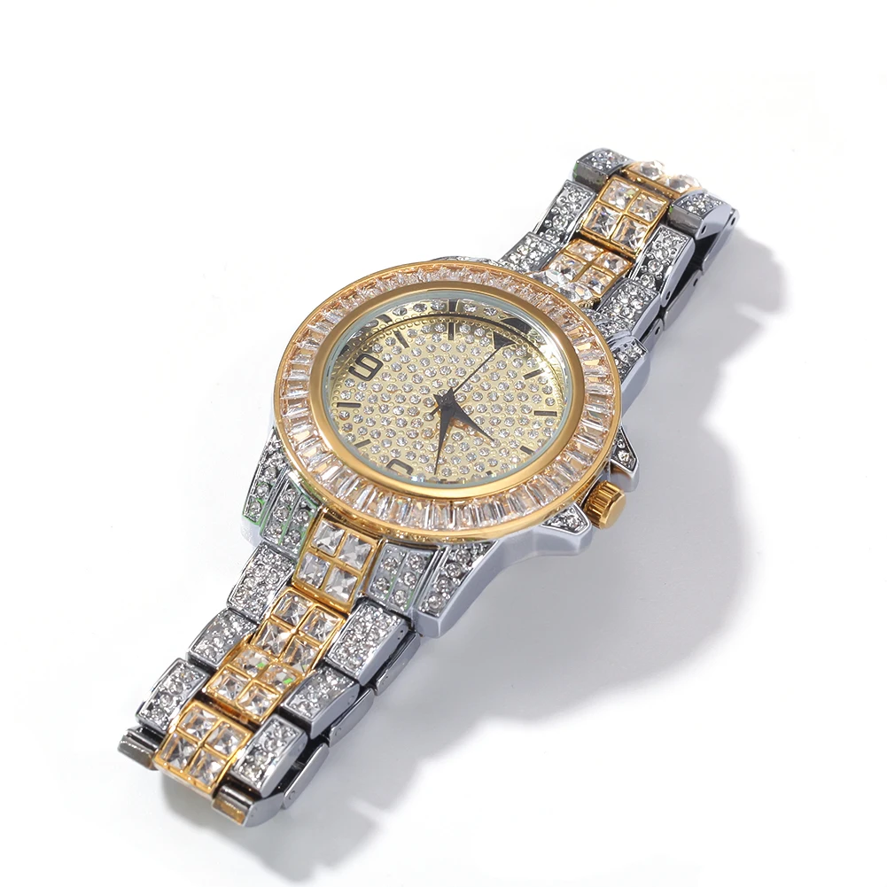 Uwin полностью Iced Out мужские часы из нержавеющей стали модные роскошные стразы кварцевые квадратные наручные часы деловые часы
