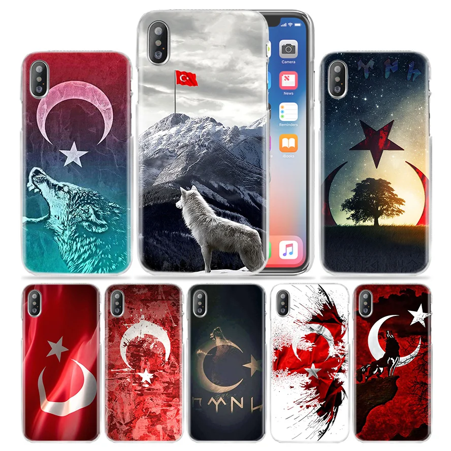 Чехол с турецким флагом и волком для iPhone 12 Mini XS Max XR X 10 7 7S 8 6 6S Plus 5S SE 5 жесткие чехлы