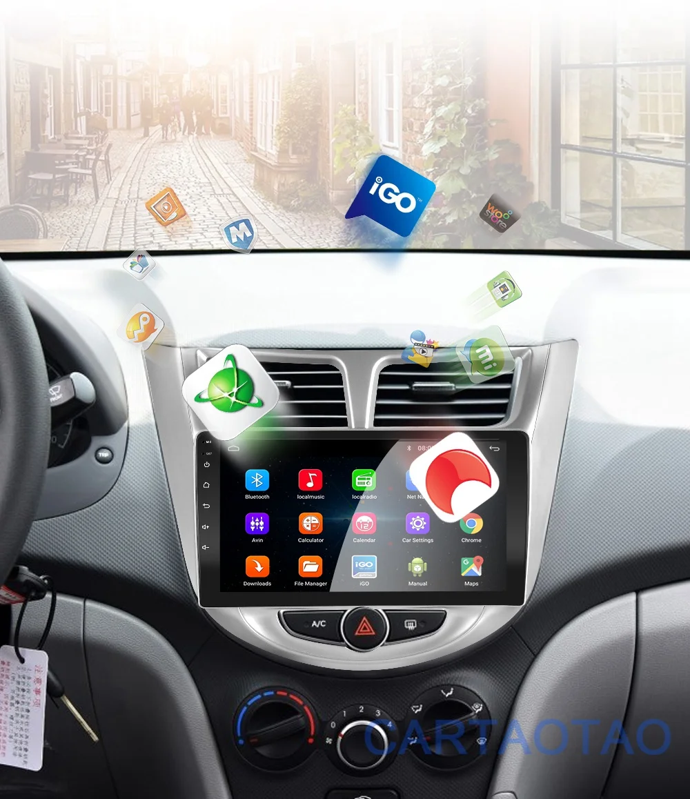2G+ 32G " 2din Android 8,1 GO автомобильный dvd-плеер для Hyundai Solaris Accent Verna 2010- автомобильный Радио gps навигация wifi плеер
