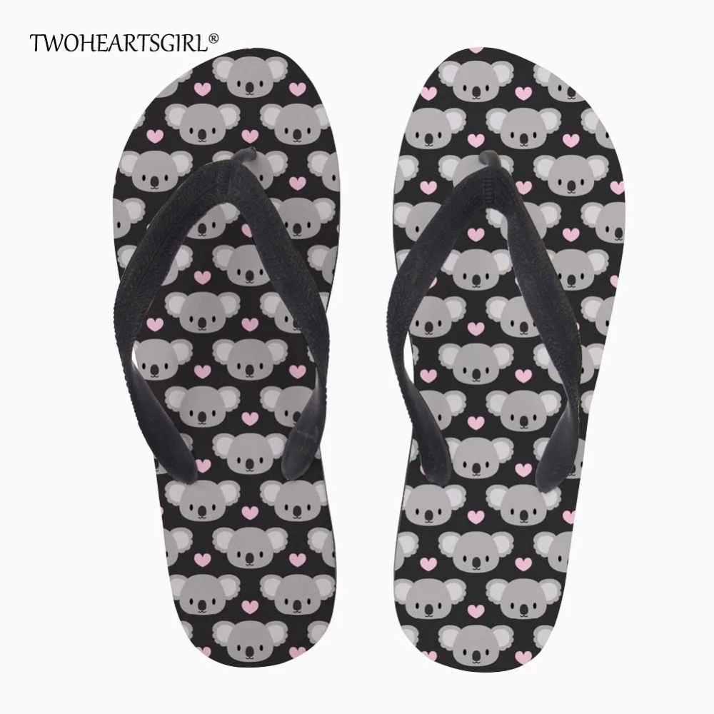 Пляжные шлепанцы twoheart sgirl с рисунком сердечек тапочки принтом коала Уникальные