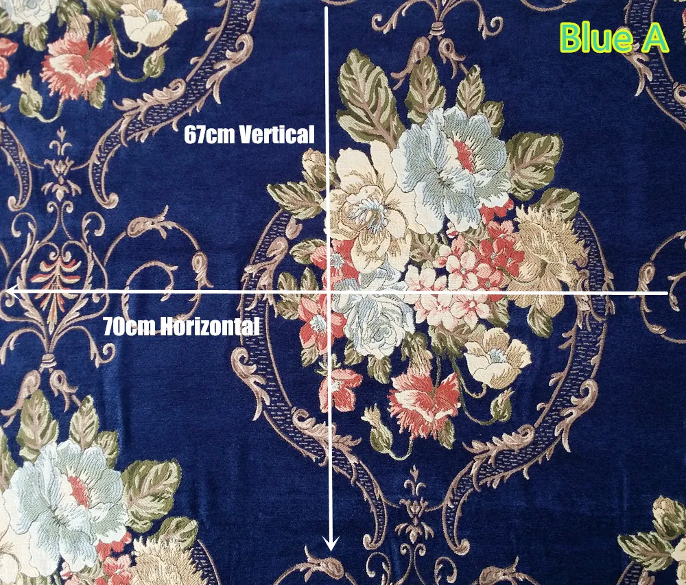 

Luxurious American Style Sofa Curtain Blue Jacquard Soft Heavy Chenille Fabric Coordination 280cm Width Sell by meter