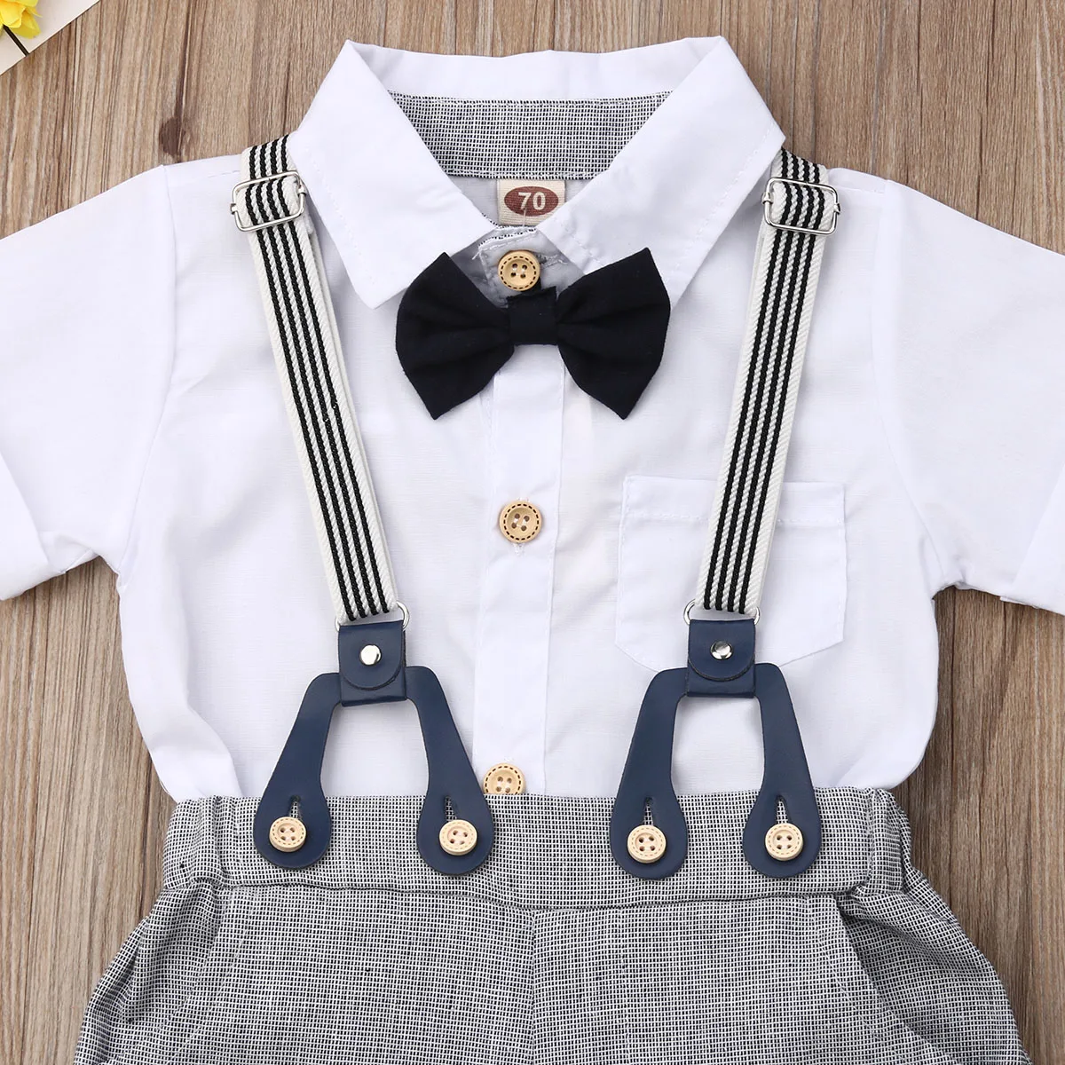 Citgeett Summer Infant Kid Baby Boy Short Sleeve Tops Blouse+Bib Shorts Outfit Overalls Clothes Set |