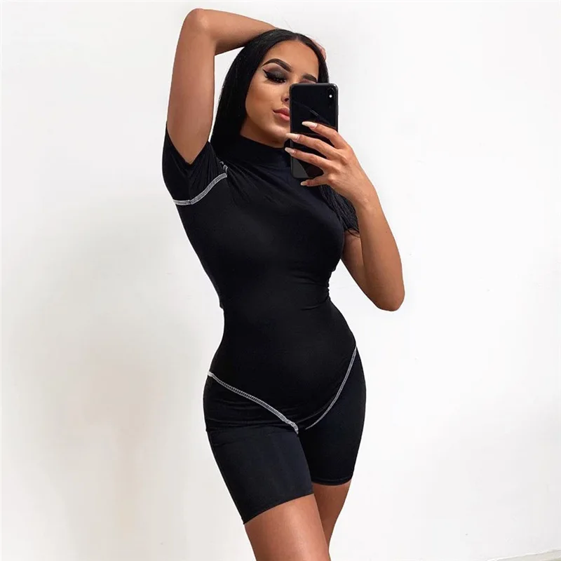 Женское облегающее боди с коротким рукавом однотонный Модный повседневный