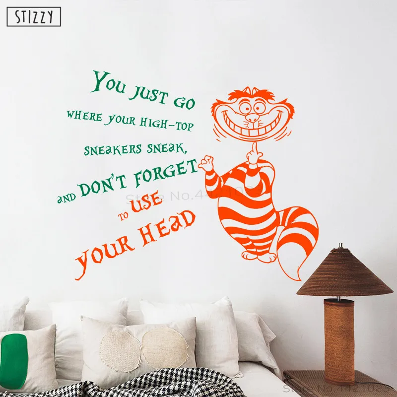 Настенная Наклейка stizzy Alice in Wonderland Smile Cat настенные наклейки для детской комнаты