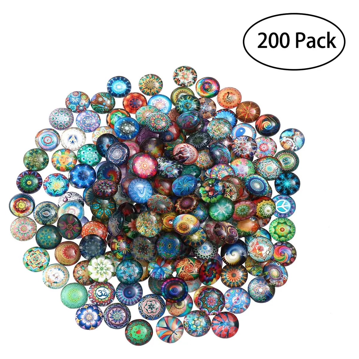 200 PCS 200 шт 12 мм Смешанные Круглые мозаичные плитки для рукоделия стеклянная мозаика принадлежности для изготовления ювелирных изделий A20 - Цвет: 200 PCS