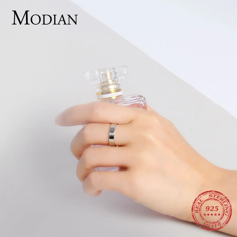 Modian распродажа 100% стерлингового серебра 925 пробы пара Простые Кольца