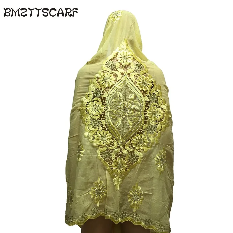 Африканская женская Шаль мусульманских женщин вышивка большой хлопковый шарф