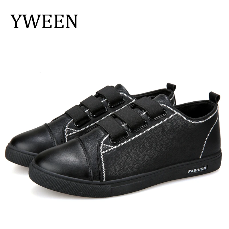 

YWEEN Wholesale Price Men Vulcanize Shoes Soft PU Leather Sneakers Elastic Band Men Shoes Male Flat Shoes